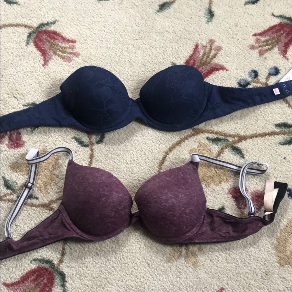 PINK, 32B push up bra, strapless and underwire